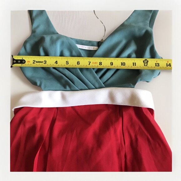 Anthropologie Black Halo Blue Red Wrap Top Mini Dress Size 0 - Picture 6 of 9